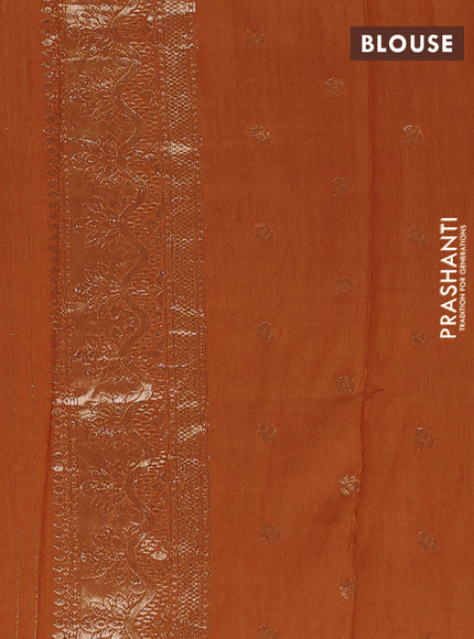 Semi chanderi saree rust shade with zari woven buttas and zari woven border