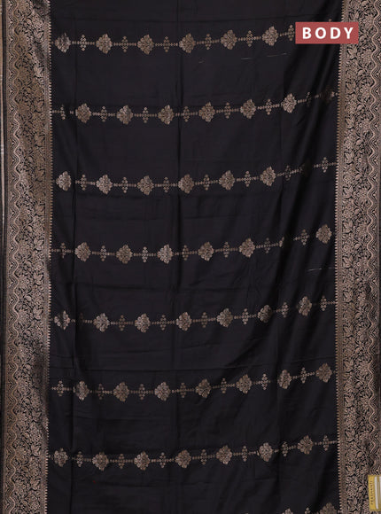 Semi chanderi saree black with zari woven buttas and zari woven border