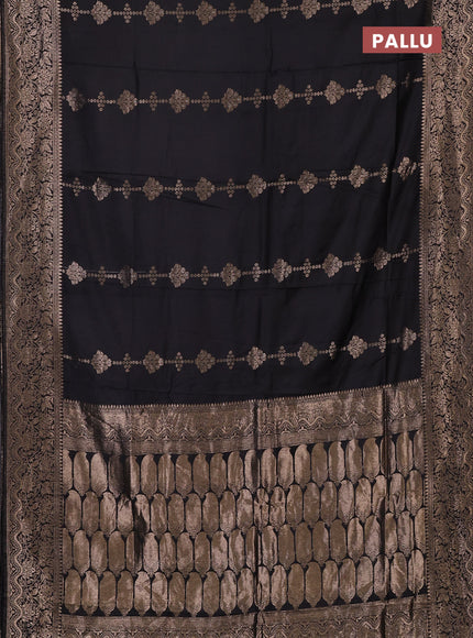 Semi chanderi saree black with zari woven buttas and zari woven border