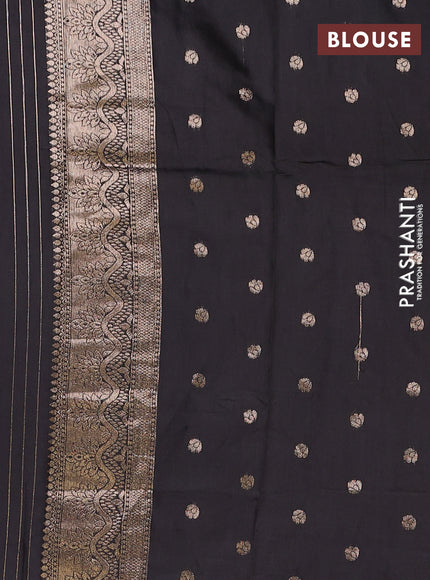 Semi chanderi saree black with zari woven buttas and zari woven border