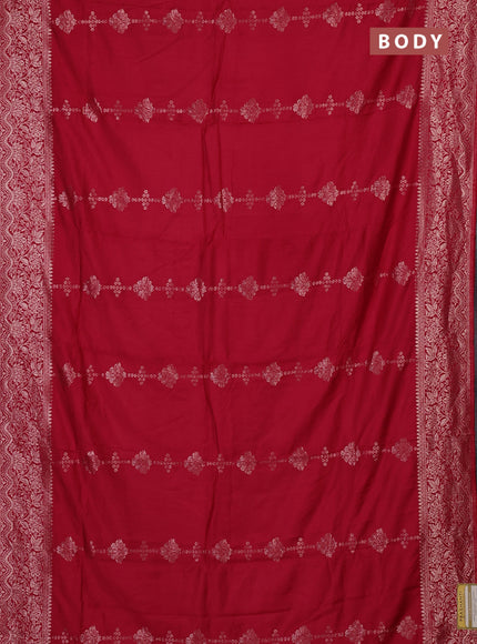 Semi chanderi saree red with zari woven buttas and zari woven border