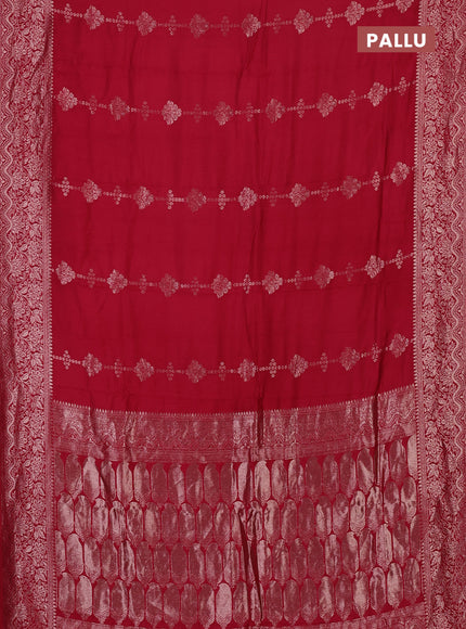 Semi chanderi saree red with zari woven buttas and zari woven border