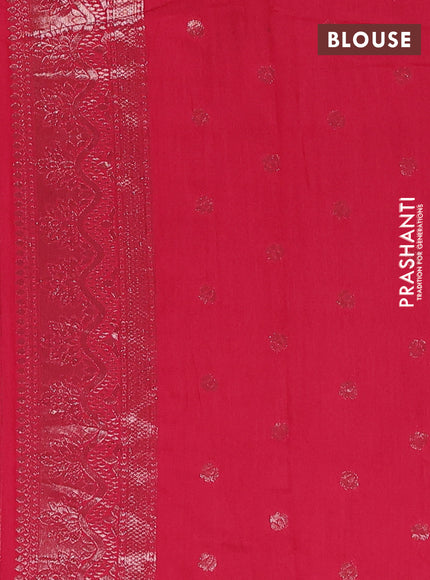 Semi chanderi saree red with zari woven buttas and zari woven border
