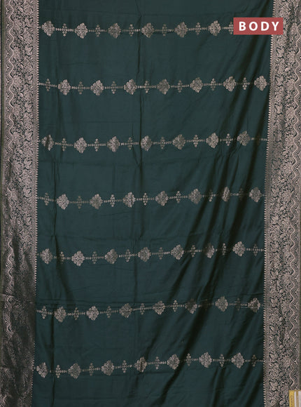 Semi chanderi saree green with zari woven buttas and zari woven border