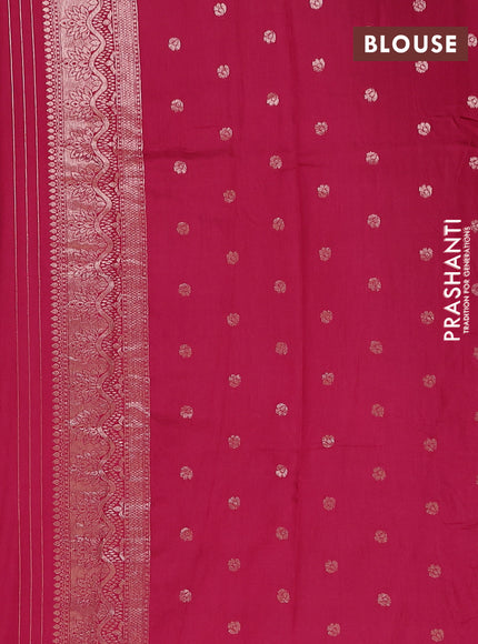 Semi chanderi saree dark magenta pink with zari woven buttas and zari woven border