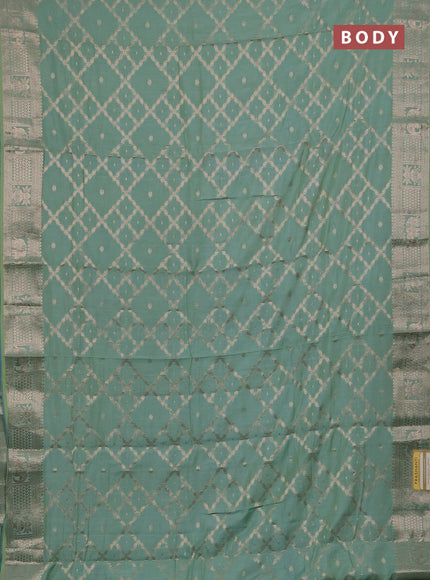 Semi chanderi saree pastel green with allover zari weaves and zari woven border