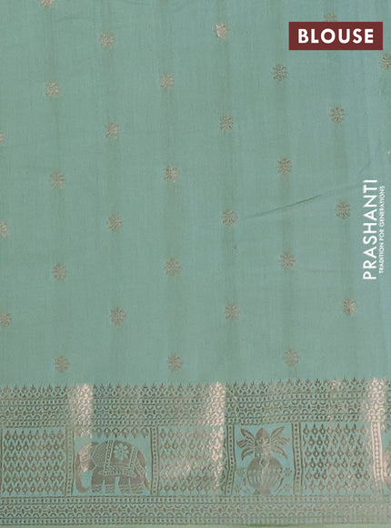 Semi chanderi saree pastel green with allover zari weaves and zari woven border