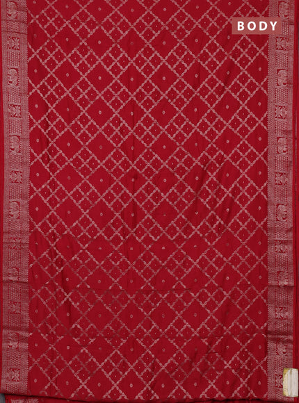 Semi chanderi saree red with allover zari weaves and zari woven border