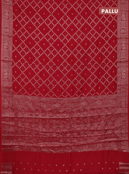 Semi chanderi saree red with allover zari weaves and zari woven border