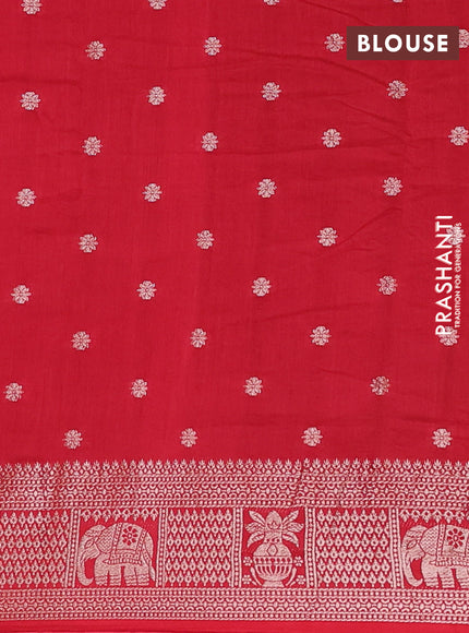 Semi chanderi saree red with allover zari weaves and zari woven border