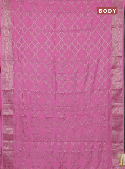 Semi chanderi saree light pink with allover zari weaves and zari woven border