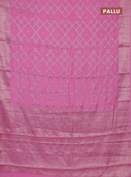 Semi chanderi saree light pink with allover zari weaves and zari woven border
