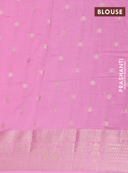 Semi chanderi saree light pink with allover zari weaves and zari woven border