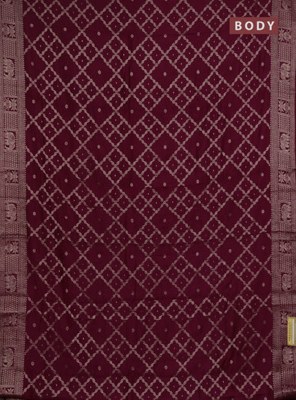 Semi chanderi saree maroon shade with allover zari weaves and zari woven border