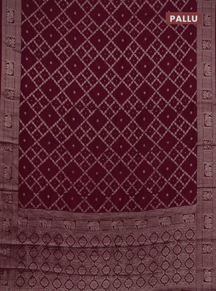 Semi chanderi saree maroon shade with allover zari weaves and zari woven border