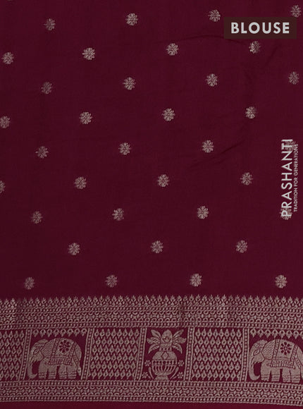Semi chanderi saree maroon shade with allover zari weaves and zari woven border