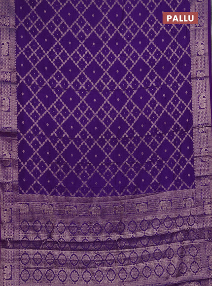 Semi chanderi saree violet with allover zari weaves and zari woven border