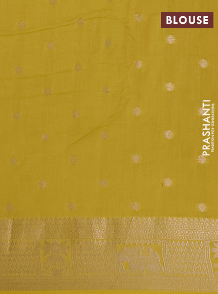 Semi chanderi saree lime yellow with allover zari weaves and zari woven border