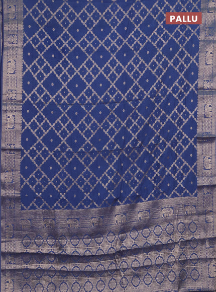 Semi chanderi saree blue shade with allover zari weaves and zari woven border