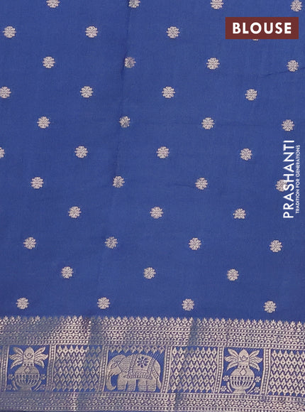 Semi chanderi saree blue shade with allover zari weaves and zari woven border