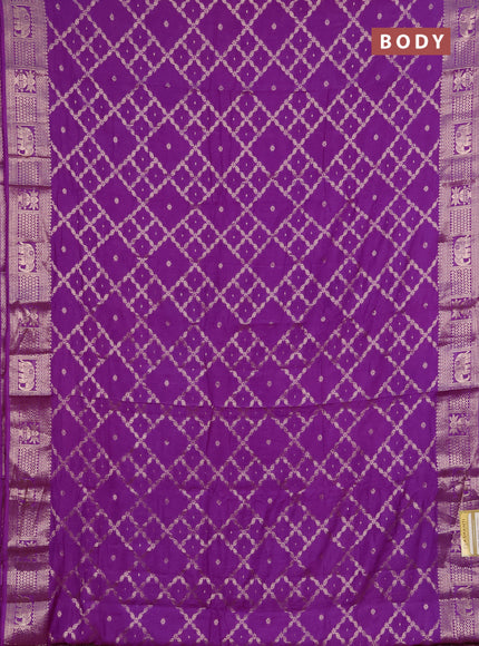 Semi chanderi saree purple with allover zari weaves and zari woven border