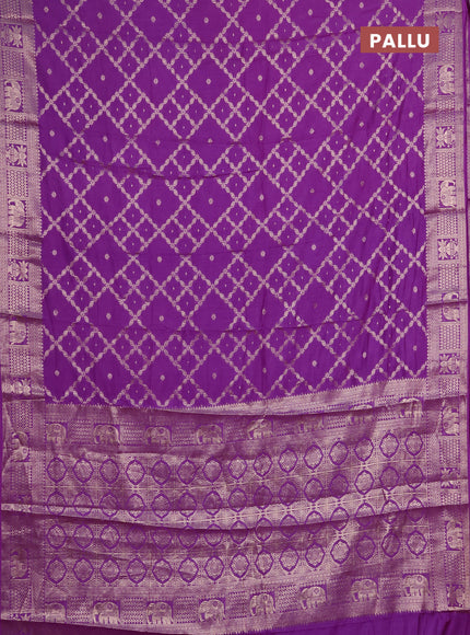 Semi chanderi saree purple with allover zari weaves and zari woven border