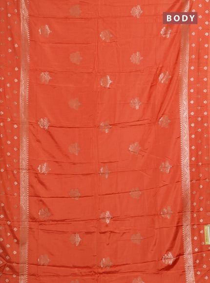 Semi chanderi saree orange with zari woven buttas and zari woven butta border