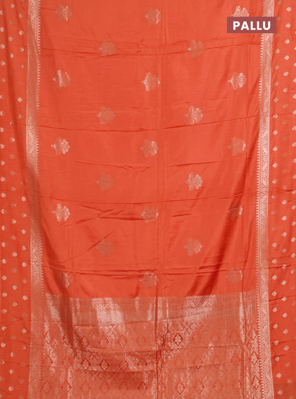 Semi chanderi saree orange with zari woven buttas and zari woven butta border