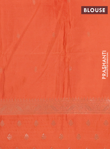 Semi chanderi saree orange with zari woven buttas and zari woven butta border
