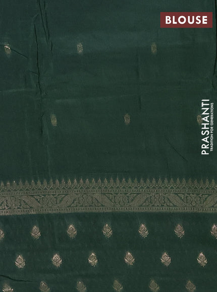 Semi chanderi saree green shade with zari woven buttas and zari woven butta border