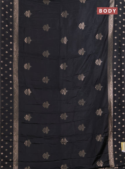 Semi chanderi saree black with zari woven buttas and zari woven butta border