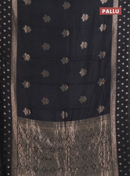 Semi chanderi saree black with zari woven buttas and zari woven butta border