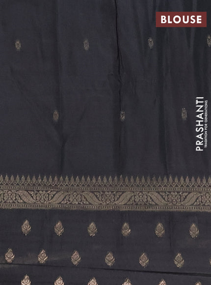 Semi chanderi saree black with zari woven buttas and zari woven butta border