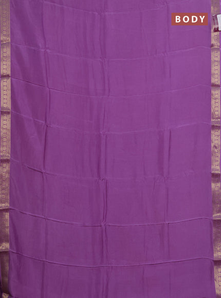 Semi mysore silk saree lavender with plain body and zari woven border