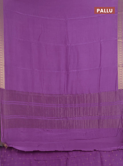 Semi mysore silk saree lavender with plain body and zari woven border
