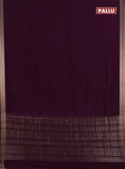 Semi mysore silk saree wine shade with plain body and zari woven border