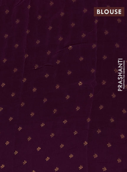 Semi mysore silk saree wine shade with plain body and zari woven border