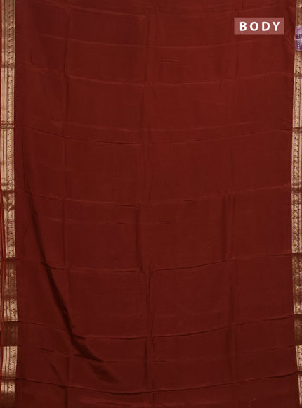 Semi mysore silk saree rust shade with plain body and zari woven border