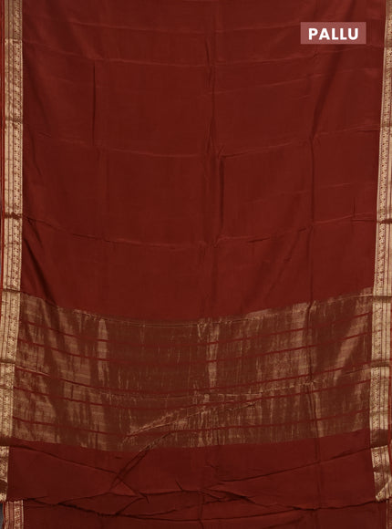 Semi mysore silk saree rust shade with plain body and zari woven border