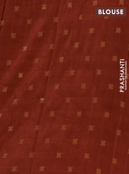 Semi mysore silk saree rust shade with plain body and zari woven border