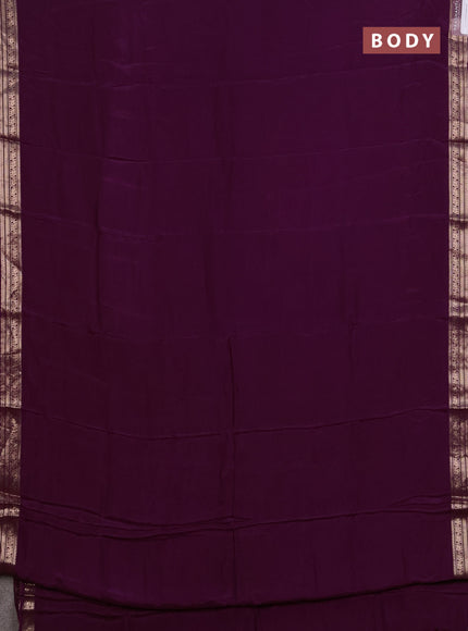 Semi mysore silk saree purple with plain body and zari woven border