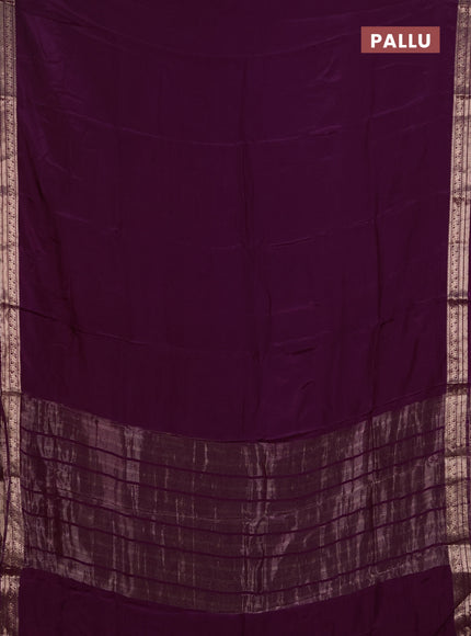 Semi mysore silk saree purple with plain body and zari woven border