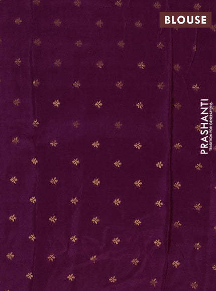 Semi mysore silk saree purple with plain body and zari woven border