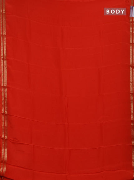 Semi mysore silk saree orange with plain body and zari woven border