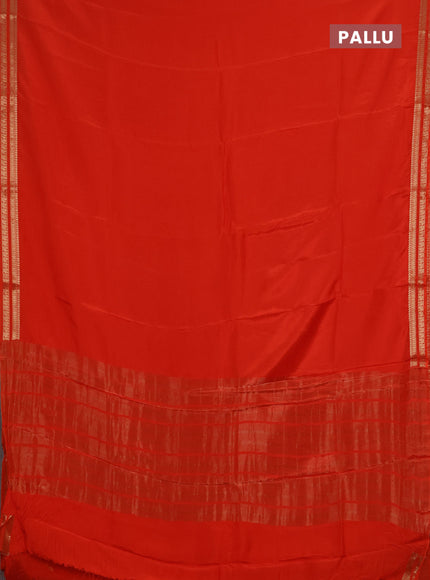 Semi mysore silk saree orange with plain body and zari woven border