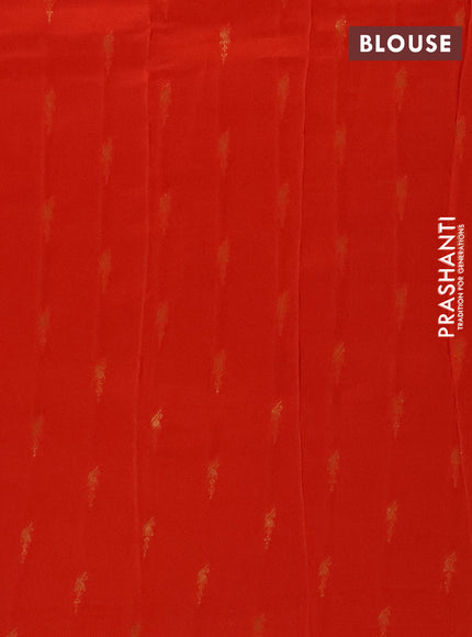 Semi mysore silk saree orange with plain body and zari woven border
