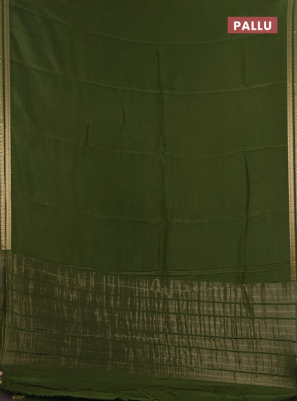 Semi mysore silk saree sap green with plain body and zari woven border