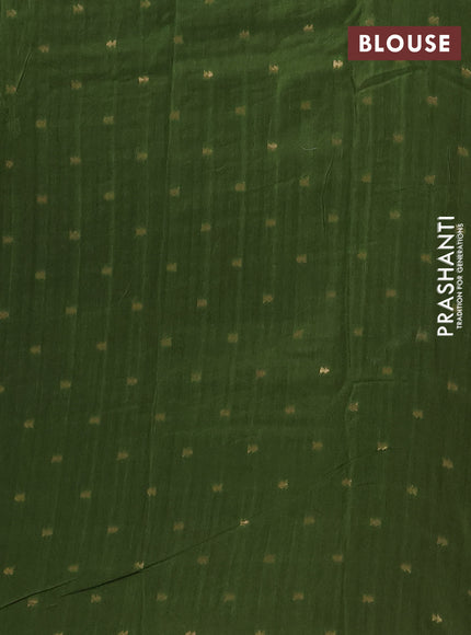 Semi mysore silk saree sap green with plain body and zari woven border