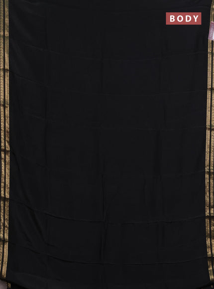 Semi mysore silk saree black with plain body and zari woven border