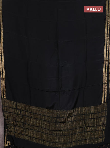 Semi mysore silk saree black with plain body and zari woven border